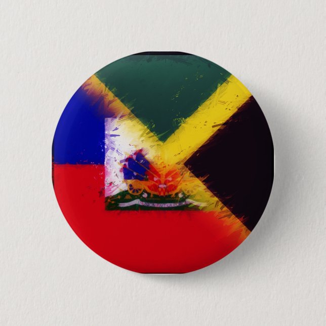 Chapa Redonda De 5 Cm Bandera pintada de Haití en Jamaica | Haití Jamaic (Anverso)