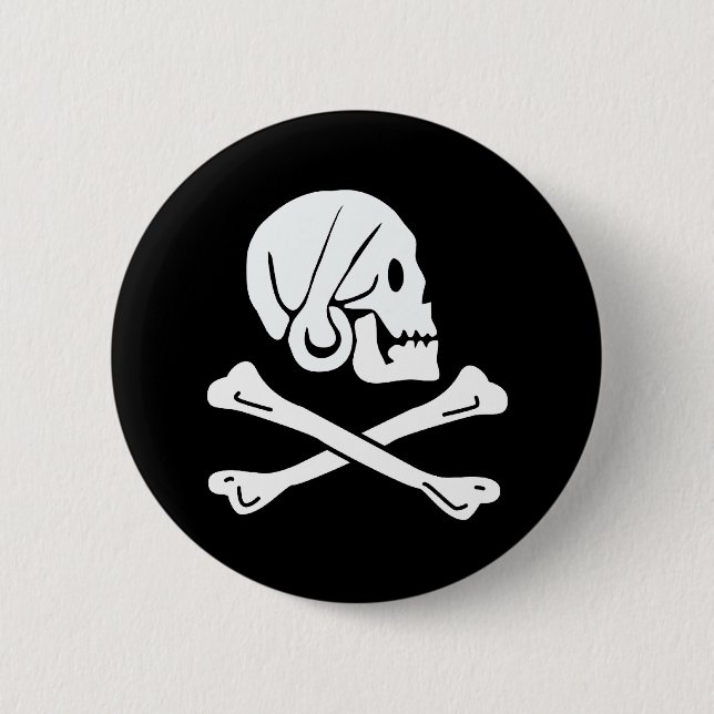 Chapa Redonda De 5 Cm Bandera pirata - Jolly Roger (Anverso)