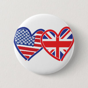Chapa Redonda De 5 Cm Bandera plana Union Jack USA