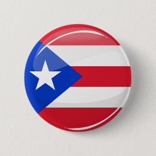 Chapa Redonda De 5 Cm Bandera puertorriqueña redonda brillante
