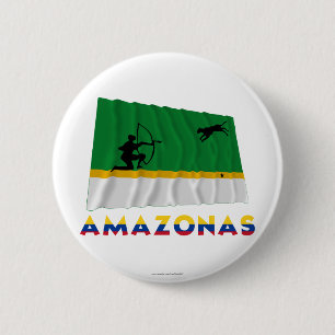 Chapa Redonda De 5 Cm Bandera que agita de Amazonas con nombre