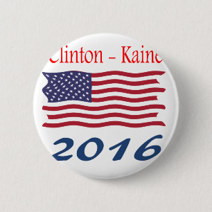 Chapa Redonda De 5 Cm Bandera que agita de Clinton Kaine