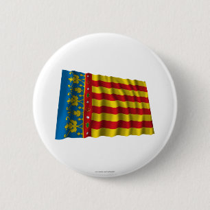 Chapa Redonda De 5 Cm Bandera que agita de Valencia