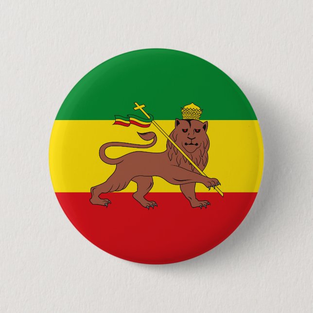 Chapa Redonda De 5 Cm Bandera rastafari de Etiopía León del Postal de Ju (Anverso)