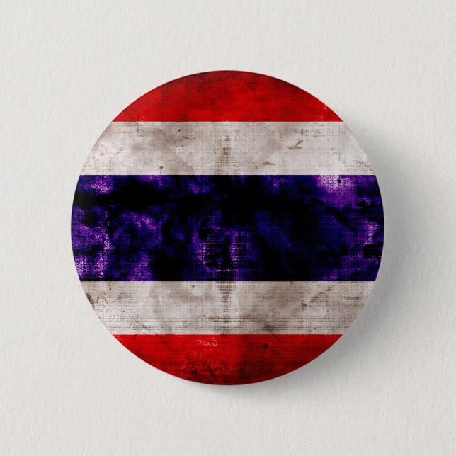 Chapa Redonda De 5 Cm Bandera resistida de Tailandia (Anverso)