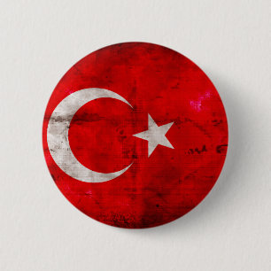 Chapa Redonda De 5 Cm Bandera resistida de Turquía