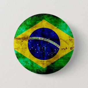 Chapa Redonda De 5 Cm Bandera resistida del Brasil