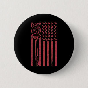 Chapa Redonda De 5 Cm Bandera Retro Merica Usa Jugador De Bádminton Depo