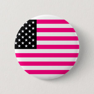 Chapa Redonda De 5 Cm bandera rosa estadounidense
