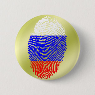 Chapa Redonda De 5 Cm Bandera rusa de la huella dactilar del tacto