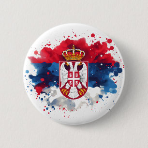 Chapa Redonda De 5 Cm Bandera serbia Serbia