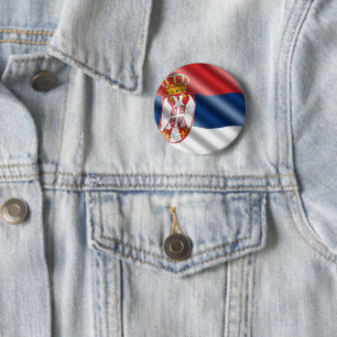 Chapa Redonda De 5 Cm Bandera servia