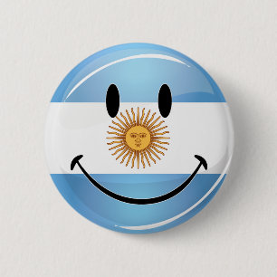 Chapa Redonda De 5 Cm Bandera sonriente de Argentina
