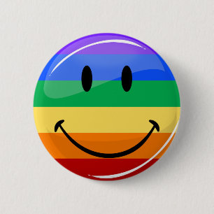 Chapa Redonda De 5 Cm Bandera sonriente del orgullo gay de la ronda