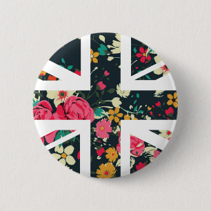 Chapa Redonda De 5 Cm Bandera subió vintage oscuro de Union Jack