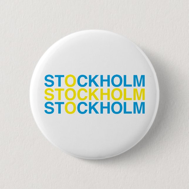 Chapa Redonda De 5 Cm Bandera sueca STOCKHOLM (Anverso)