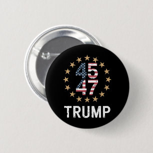 Chapa Redonda De 5 Cm Bandera Trump 2024 Recuperemos América Trump 45 47