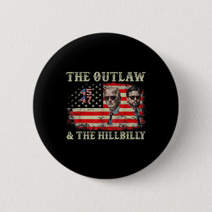 Chapa Redonda De 5 Cm Bandera Trump 2025 Fuera de la ley Hillbilly J.d.v