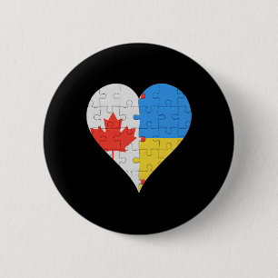 Chapa Redonda De 5 Cm Bandera ucraniana canadiense Corazón Canadá Ucrani