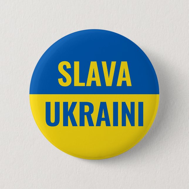 Chapa Redonda De 5 Cm Bandera ucraniana de Slava Ukraini (Anverso)