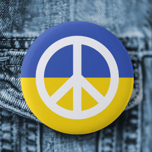 Chapa Redonda De 5 Cm Bandera ucraniana símbolo de paz contra la guerra