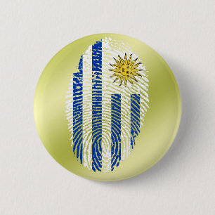 Chapa Redonda De 5 Cm Bandera uruguaya de la huella dactilar del tacto