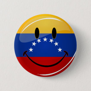 Chapa Redonda De 5 Cm Bandera venezolana sonriente de la ronda brillante