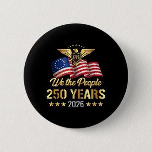 Chapa Redonda De 5 Cm Bandera vintage americana del 250 aniversario 1776