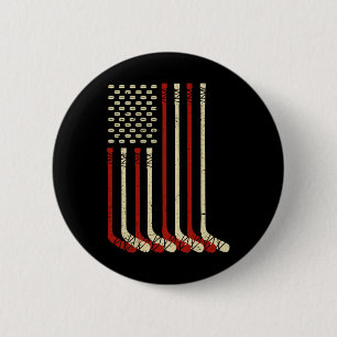 Chapa Redonda De 5 Cm Bandera Vintage De Usa Hockey Sobre Hielo - Divert
