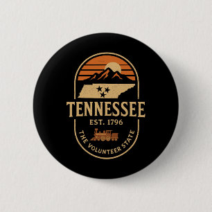 Chapa Redonda De 5 Cm Bandera vintage Tn Tennessee Est 1796 naranja Usa 