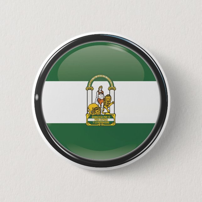 Chapa Redonda De 5 Cm Bandera y escudo de Andalucía (Anverso)