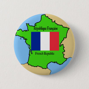 Chapa Redonda De 5 Cm Bandera y mapa de Francia