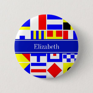 Chapa Redonda De 5 Cm Banderas de señalización náutica coloridas Nombre