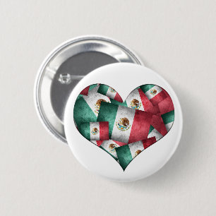 Chapa Redonda De 5 Cm Banderas mexicanas - Forma cardíaca
