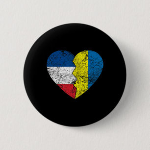Chapa Redonda De 5 Cm Banderas ucranianas francesas Corazón Francia Ucra