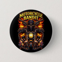 Chapa Redonda De 5 Cm Bandido en Motocicleta