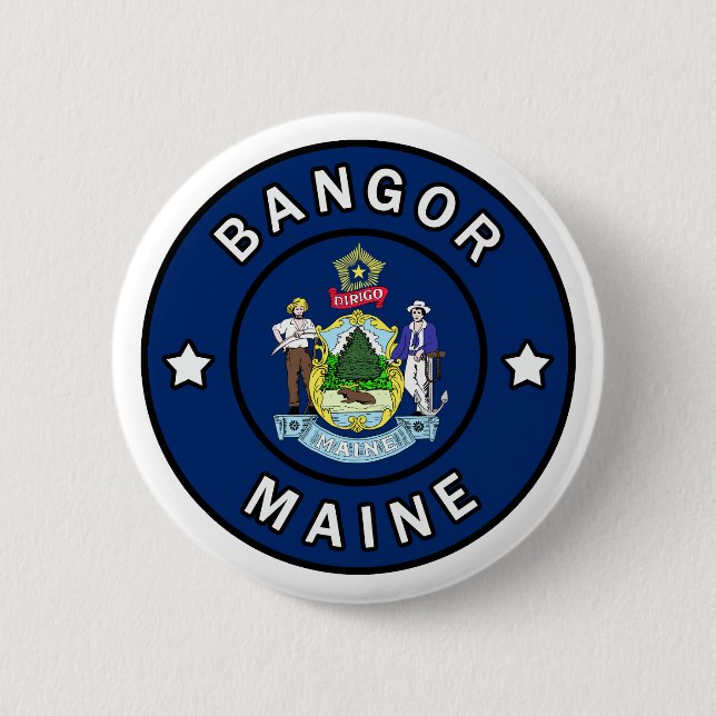 Chapa Redonda De 5 Cm Bangor Maine (Anverso)