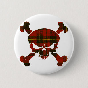 Chapa Redonda De 5 Cm Banner de Wallace Tartan Skull No