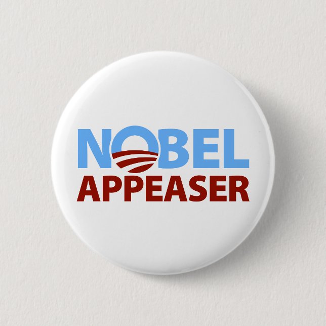 Chapa Redonda De 5 Cm Barack Obama: Aplacador Nobel (Anverso)