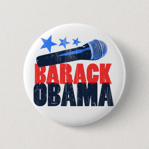 Chapa Redonda De 5 Cm Barack Obama Mic
