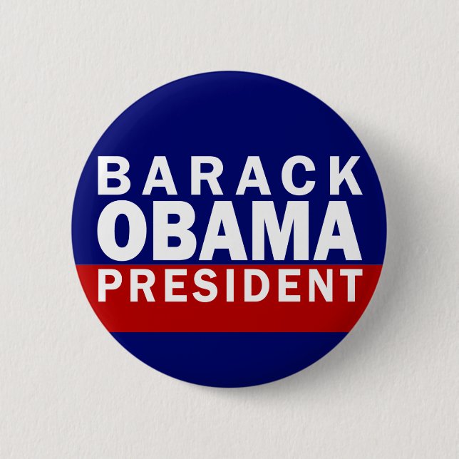 Chapa Redonda De 5 Cm Barack Obama: ¡Presidente! (Botón Pinback) (Anverso)