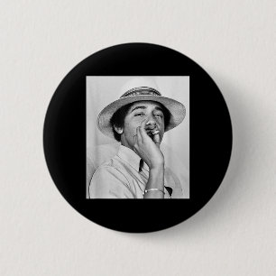 Chapa Redonda De 5 Cm Barack Obama retro vintage a la juventud fumando O