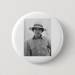 Chapa Redonda De 5 Cm Barack Obama retro vintage a la juventud fumando O