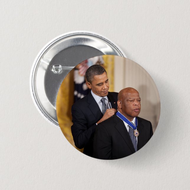 Chapa Redonda De 5 Cm Barack Obama y John Lewis (Anverso y reverso)