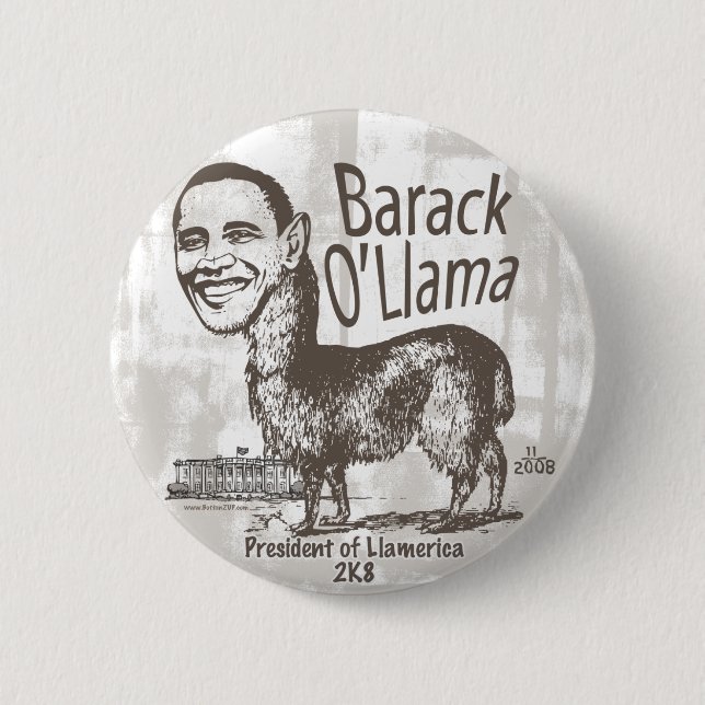 Chapa Redonda De 5 Cm Barack O'Llama 2008 (Anverso)
