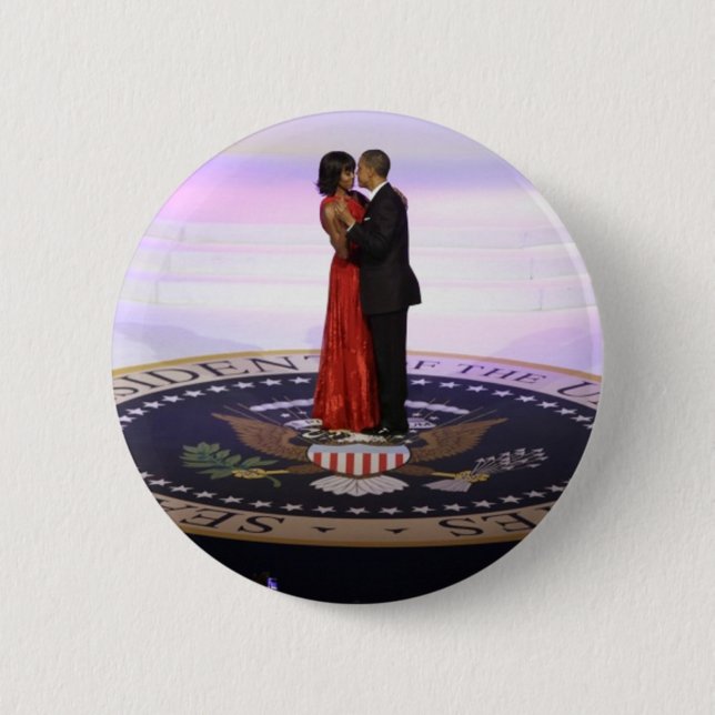 Chapa Redonda De 5 Cm Barack y Michelle Obama (Anverso)