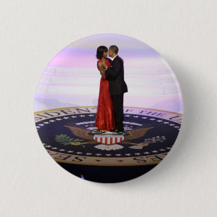 Chapa Redonda De 5 Cm Barack y Michelle Obama