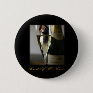 CHAPA REDONDA DE 5 CM BARACK Y MICHELLE OBAMA:  TOSTADA DE LA CIUDAD