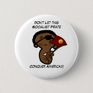 Chapa Redonda De 5 Cm barackobamasocialistpoliticalpirate, BarackObam…