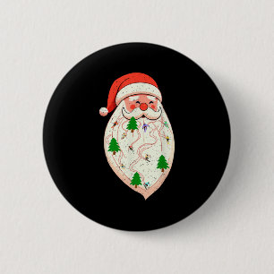 Chapa Redonda De 5 Cm Barba de Santa Esquí Navidad Ski Xmas Fiesta Esquí